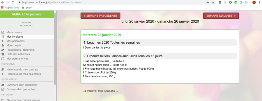 AmapJ Ecran Mes Livraisons