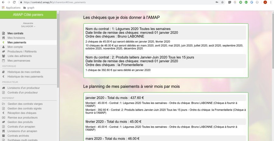 AmapJ Ecran Mes Paiements